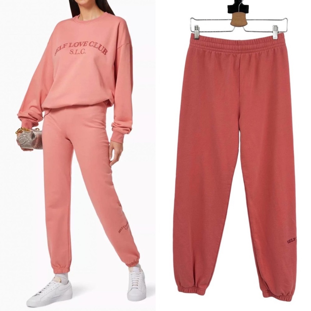 Mayfair the Label Self Love Club Jogger Sweatpants Pink Terry Size S